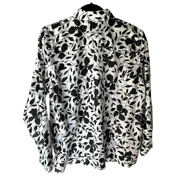 LAUREN RALPH LAUREN | WOMEN’S TUNIC TOP | BLACK WHITE FLORAL | SIZE: LARGE - Picture 8 of 11